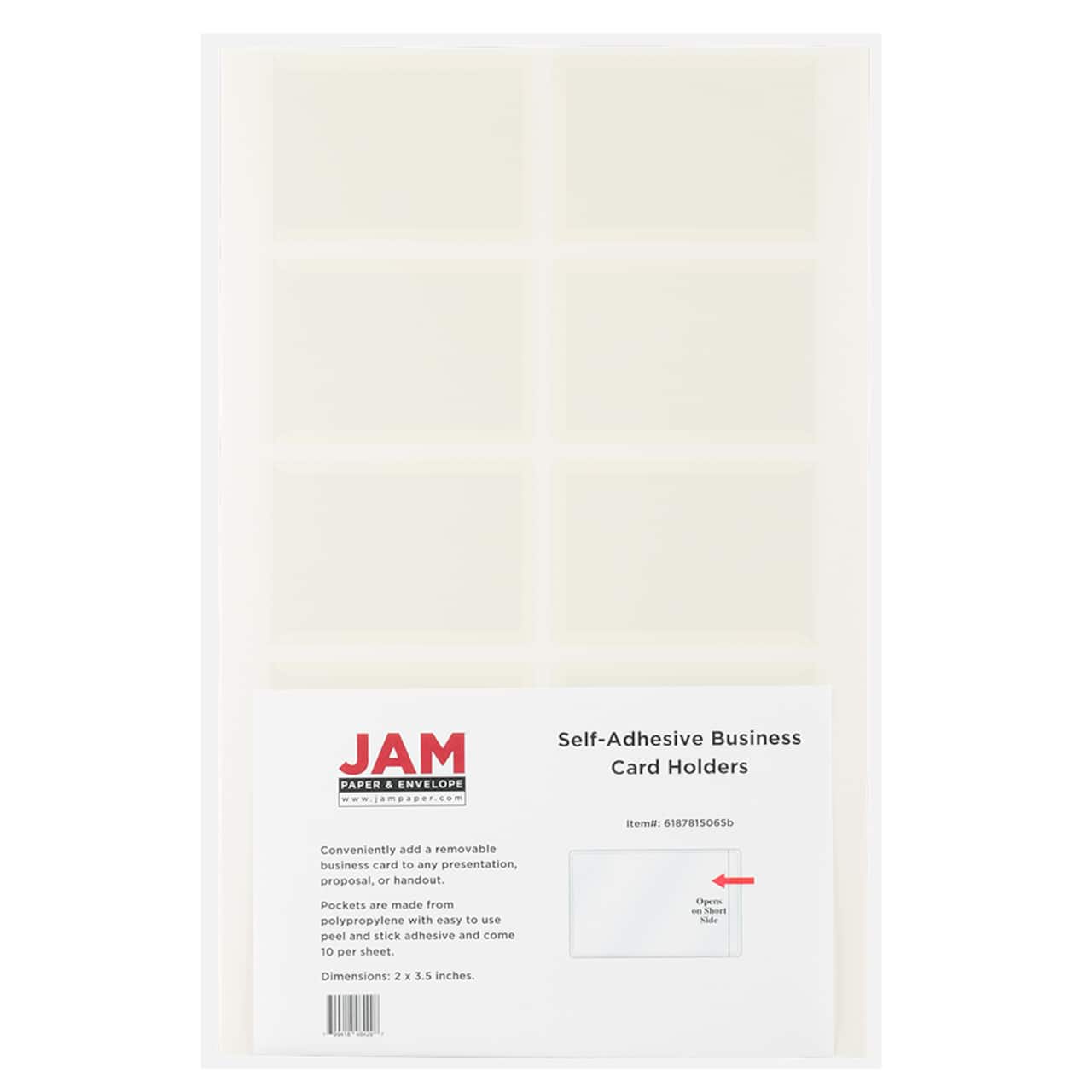 JAM Paper 2" x 3.5" Clear Self-Adhesive Business Card Holders